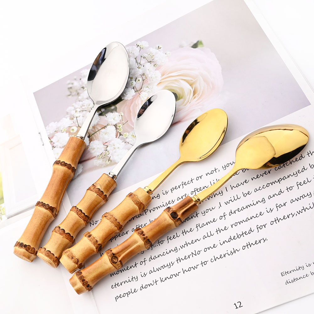 6 pezzi oro manico in bambù na - Bamboo Cutlery recensione e prezzo